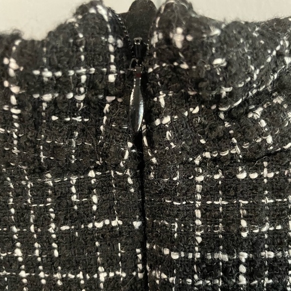 Zara tweed frayed textured half sleeves black and white top. Size X- Small - Picture 9 of 10